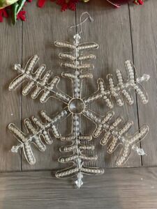 Vintage Pottery Barn Oversized 15" Jeweled Snowflake Christmas Tree Ornament
