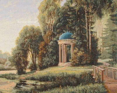 TAPIZ TEJIDO JACQUARD PARED PAISAJE CON GAZEBO DECORACIÓN EUROPEA IMAGEN BOSQUE Foto 1 de 2