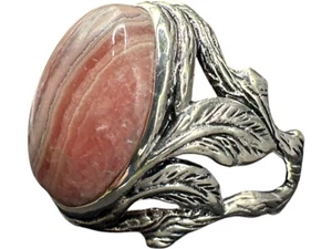 925 Sterlingsilber BBJ signiert rund rosa Rhodochrosit Edelstein Ringgröße 8 - Bild 1 von 11