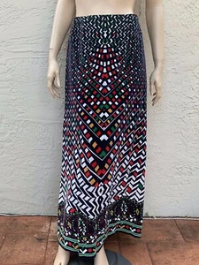 VINTAGE EMILIA BELLINI FUNKY ABSTRACT PRINT VELOUR LONG SKIRT, SIGNED SZ 44 - Picture 1 of 5