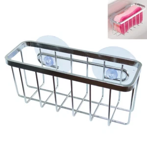 Sponge Holder& Suction Cups Kitchen Sink Drain Rack Soap Storage Shelf Organizer - Picture 1 of 6