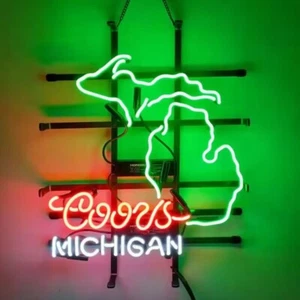 Michigan Glass Neon Sign Light 19"x15" Beer Bar Wall Decor Nightlight Artwork - Picture 1 of 1