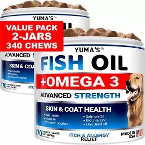 (2 Pack) Omega 3 Fish Oil for Dogs Skin and Coat Supplement Omega 3 for - Picture 1 of 6