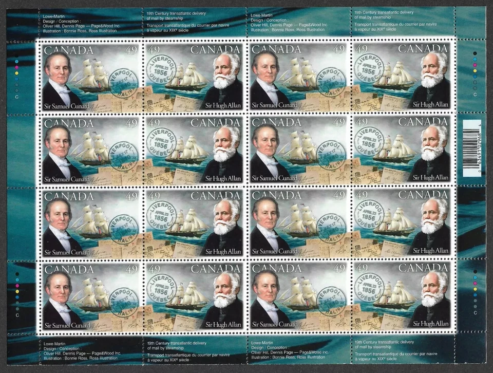 Canada - Scott 2041-2042 - Full Pane of 16 Stamps - Pioneers Transatlantic Mail - Image 1 of 1