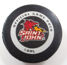 Vintage Official Saint John Flames AHL Ice Hockey Puck  Dragon Logo