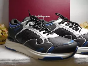 Salvatore Ferragamo BLUE/ GREY Leather Thundernow Sneakers Size 12M***$795 - Picture 1 of 12