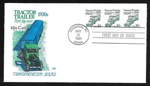 #2458 10c Tractor Trailer 1930s-House of Farnam FDC Coil (3) - Picture 1 of 2