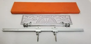 Vintage Lietz Beam Compass 14-1/2 in & Paraline Plotter 10-1/4 in - Picture 1 of 6