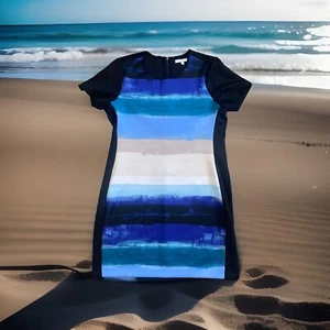 Vestido vaquero manga corta Reed XL. Azul cielo a rayas. Cremallera trasera. Elástico. Sexy - Imagen 1 de 6