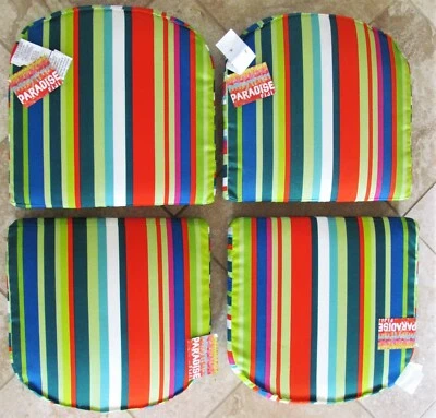 4 New World Market Cost Plus Patio Paradise Stripe Cushions Outdoor Chair Pad - Image 1 of 4