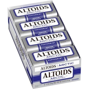ALTOIDS Arctic Peppermint Breath Mints caramelo duro a granel, lata de 1,2 oz (paquete de 8) - Imagen 1 de 8