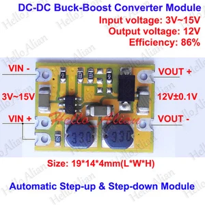 Mini DC-DC Boost-Buck Step up / down Volt Converter 3V~15V 3.7v 5v 6v 9v to 12V  - Picture 1 of 7