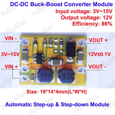 DC-DC Automatic Step Up Down Voltage Regulator Converter 3V-15V 5V to 12V Module - Image 1 of 4