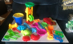 Summer Beach Sand Toys Set with Mesh Bag w/ Sand Water Wheel Tools Molds Bucket - Picture 1 of 7
