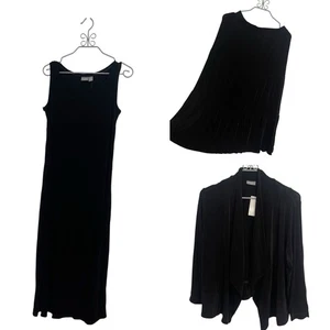 Lot of 3 Chico's Travelers Stretch Black Skirt Dress Jacket - Sz 2 12/14 - Picture 1 of 11