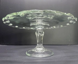 Vintage Glas Kuchenständer Tropfenmuster Standfuß Platte mit Fuß 10,75" Durchmesser 4,5" hoch - Bild 1 von 8