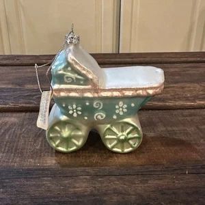 NEU Kinderwagen Buggy mundgeblasenes Glas Christbaumschmuck Kinderwagen - Bild 1 von 7