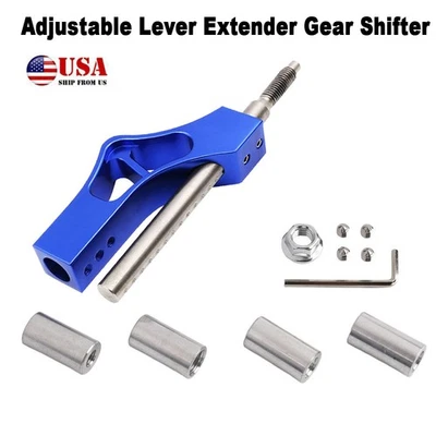Extensión de palanca de cambios de acero inoxidable ajustable azul Foto 1 de 4