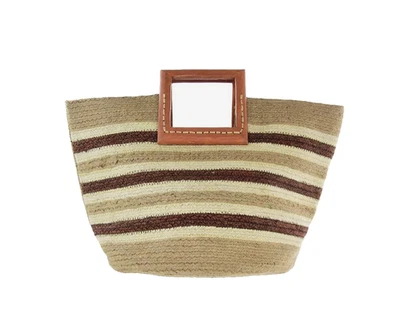 Olivia Miller NWT Atlas Straw Tote Bag Striped Brown Tan Jute Bucket Purse Large - Image 1 of 4