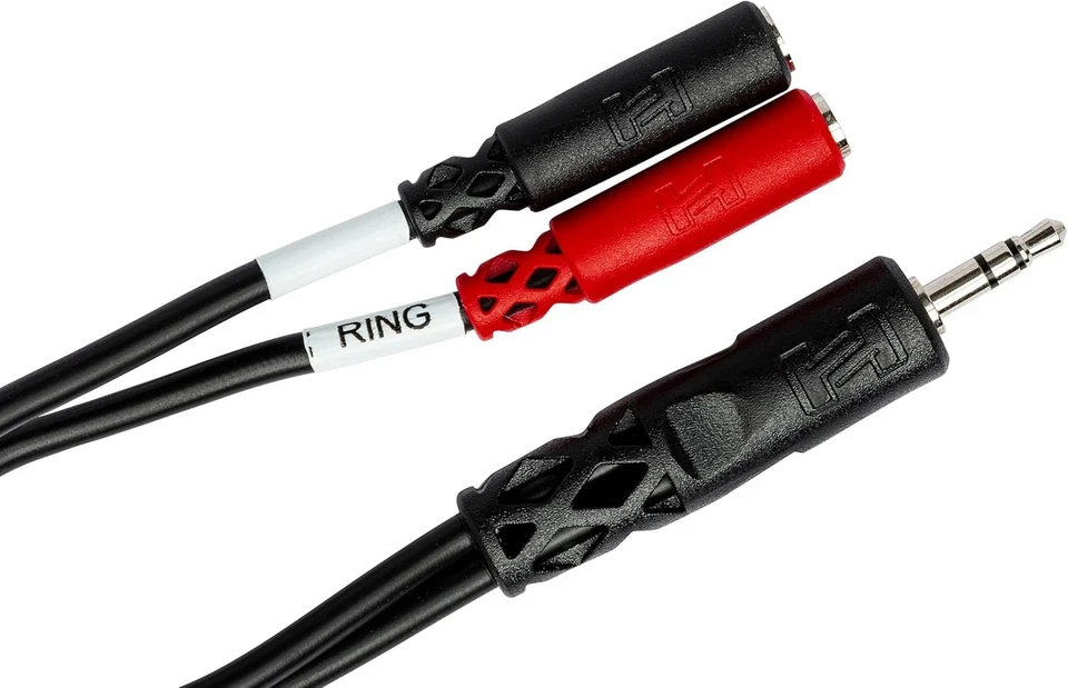 "Hosa YMM-261 Stereo Breakout Cable, 3.5 mm TRS to Dual 3.5 mm TSF"