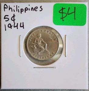 1944 S Philippines 5 centavos AU/BU High Grade Coin KM 180a - Picture 1 of 5