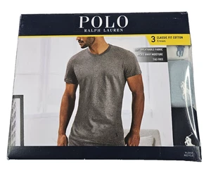 Ralph Lauren Polo T Shirt Men L Blue White Classic Fit Cotton NWT 3 Pack Pony - Picture 1 of 7