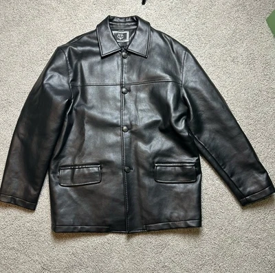 Chaqueta de cuero Emporio Italy Worldwide negra imitación Roma Milano (se adapta a XL) Foto 1 de 4