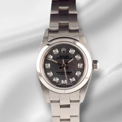 Rolex Oyster Perpetual 25mm Stainless Steel Black Mop Dial Watch - Image 1 of 4