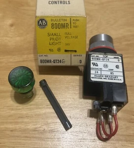 NEW ALLEN BRADLEY 800MR-QT24G SMALL ROUND PILOT LIGHT SERIES D 24V GREEN LENS - Picture 1 of 4