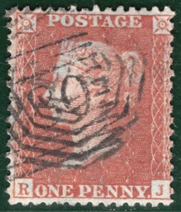 GB USED ABROAD INDIA? QV Penny Red SG.29 1d Plate 38 INDIAN NUMERAL Rare YOR60 - Picture 1 of 6