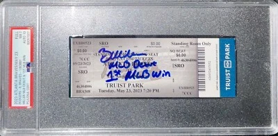 BOBBY MILLER MLB DEBUT & 1ST WIN 5/23/23 Ticket Stub PSA GEM MT 10 AUTO 80057007 - Image 1 of 4