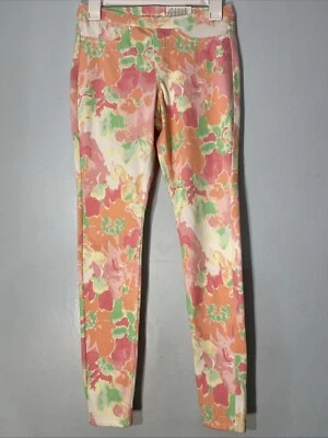 HUE Jeans Leggings Women's Small Watercolor  Ocean Rose Pull On Stretchy - Image 1 of 4