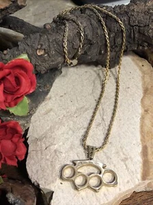 Han Cholo Yellow 925 Sterling Love Thy Neighbor Knuckle Pendant Necklace 21" - Picture 1 of 8