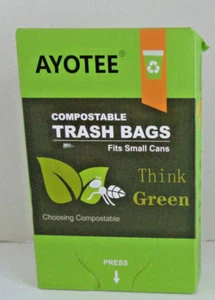 AYOTEE Compostable Trash Bags Fits Small Cans 125 ct 5 rolls 1.2 Gallon New - Picture 1 of 4