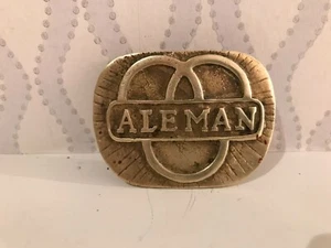 VINTAGE solid brass ALEMAN Belt Buckle - Picture 1 of 2