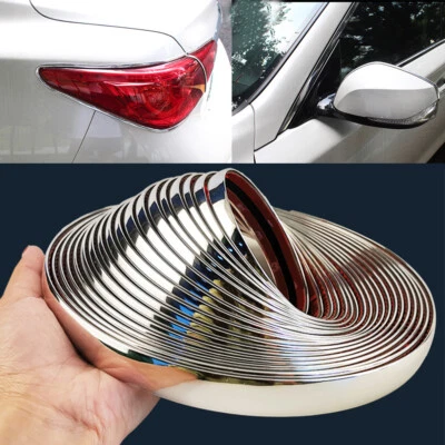 10mm*3m Auto Car Door Window Bumper Decoration Moulding Trim silver Chrome Strip - Image 1 of 4