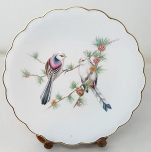 Royal Worcester Dorothy Doughty Dessert Plate Long-Tailed Tits On Larch - Picture 1 of 3