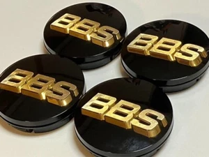 Juego de 4 tapas centrales de rueda BBS emblema negro oro logotipo 3D - Imagen 1 de 4