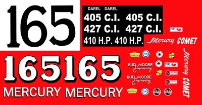  Calcomanías de coche ranurado #16 Darel Dieringer Bud Moore Mercury 1967 escala 1/64 HO Foto 1 de 2