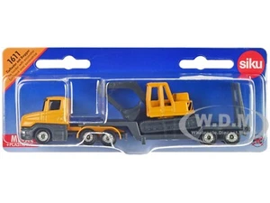 TRUCK W/LOW LOADER TRAILER & EXCAVATOR YELLOW DIECAST MODEL BY SIKU 1611 - Picture 1 of 4