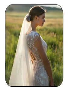 Wedding Veil for Bride 2 Tiers Short Fingertip Length Bridal Tulle Hair Acces... - Picture 1 of 7