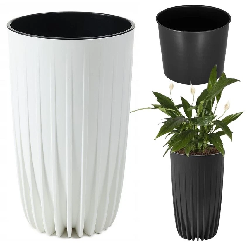 Blumentopf Pflanzentopf Blumenkübel Pflanzkübel Rillen Lamellen Design Übertopf - Bild 1 von 1