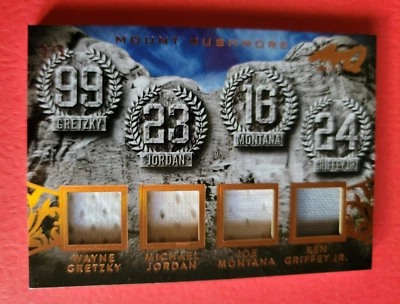 MICHAEL JORDAN KEN GRIFFEY JOE MONTANA WAYNE GRETZKY GAME USED JERSEY CARD #d2/9 - Image 1 of 3