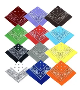 Pack de 12 Colores Mezclados Algodón Bandana Cubierta para la Cabeza Cuello Bufanda Unisex Corbata para el Cabello - Imagen 1 de 23