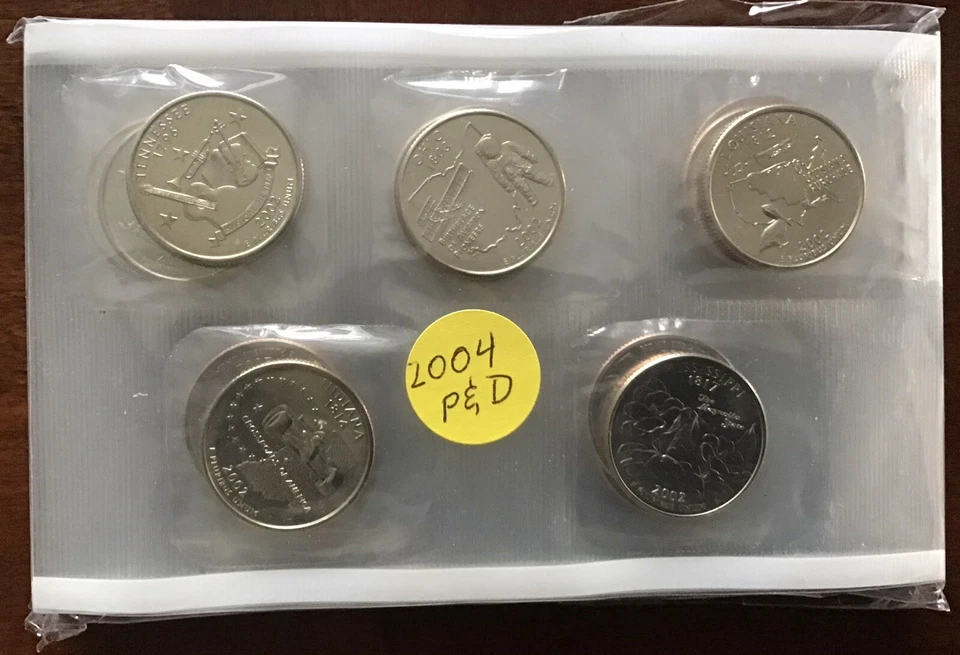 2004 P & D State Quarter 10 Coins from US Mint Set BU Statehood Cello 25c Coin - Image 1 of 1
