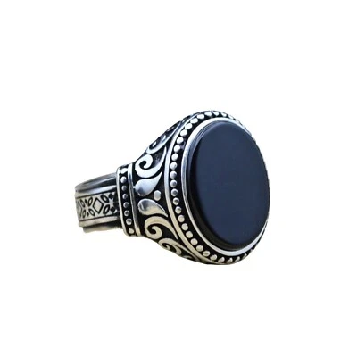 Anillo de ónix negro para hombre plata esterlina 925 joyería hecha a mano joyería turca regalo Foto 1 de 4