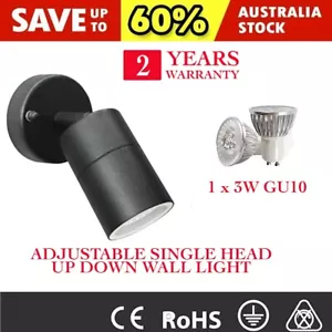 Single Head Adjustable Outdoor LED Wall Light Spotlight, Stainless Steel Garden - Picture 1 of 14