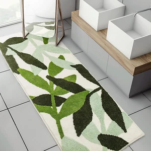 Leaf Bathroom Runner Rug 24X60 Non Slip Long Bathroom Rugs Green Extra Large Bat - Picture 1 of 7