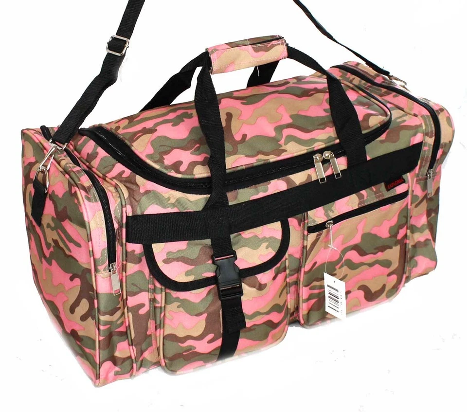 Pink Camo Camouflage Duffel Go Bag 21" x11x9 Multi-Compartment Duffle Travel - Image 1 of 1