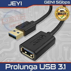 Jeyi USB 3.1 Stecker/Buchse Verlängerungskabel GEN1 auf 5 Gbit/s schwarz verschiedene Längen - Bild 1 von 15